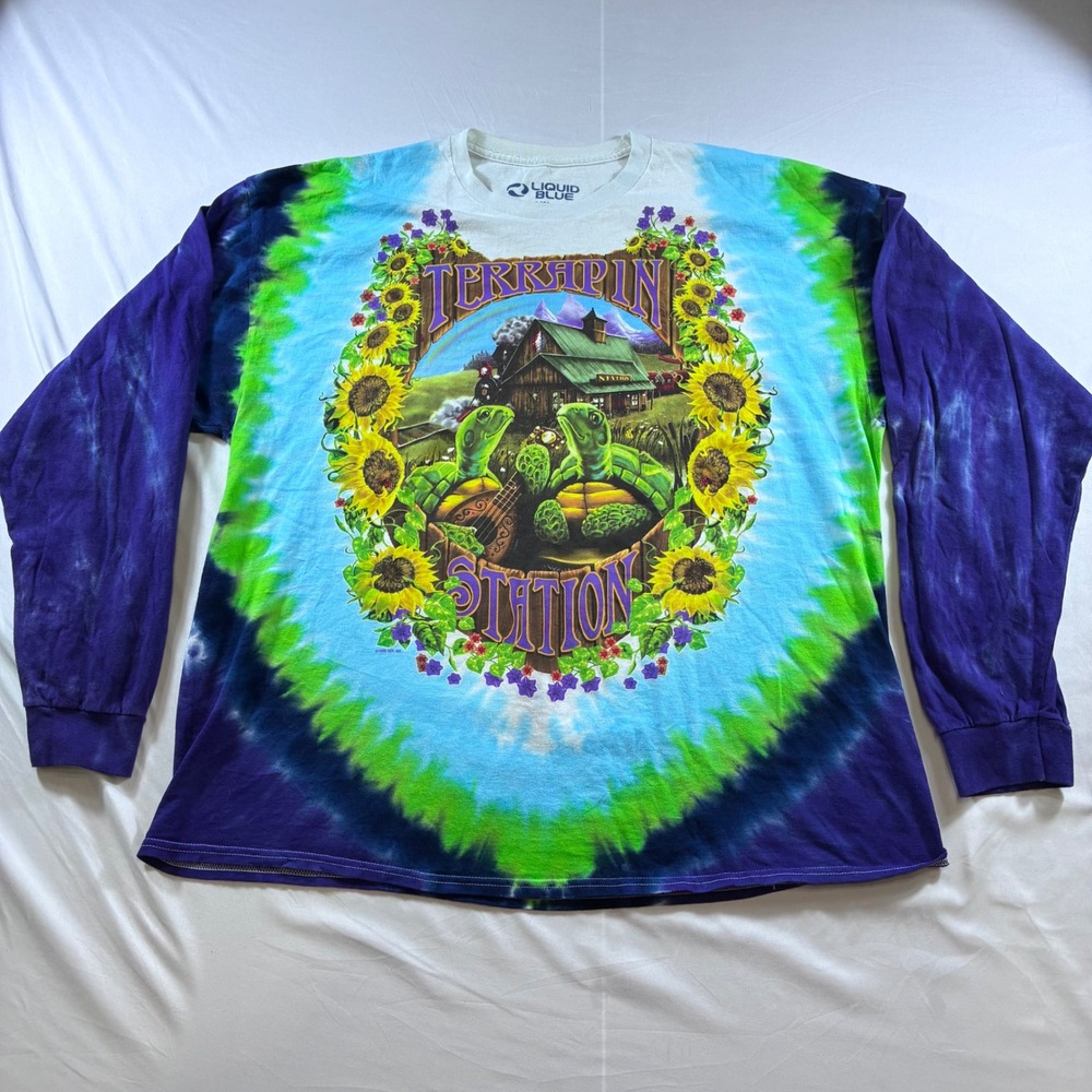 VTG 1999 Liquid Blue Grateful Dead Terrapin Station Tie Dye Long Sleeve Shirt 2X